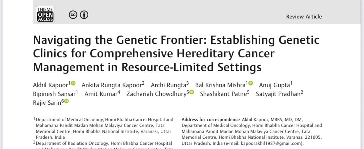 drakhilkapoor1's tweet image. Our new paper in IJMPO explores how genetic clinics can transform hereditary cancer care in India &amp;amp; LMICs.
Early detection, family screening &amp;amp; personalized therapy must be made accessible &amp;amp; equitable.

🔗 doi.org/10.1055/s-0045…
#Oncology #Genetics #CancerCare

@TMC_Varanasi