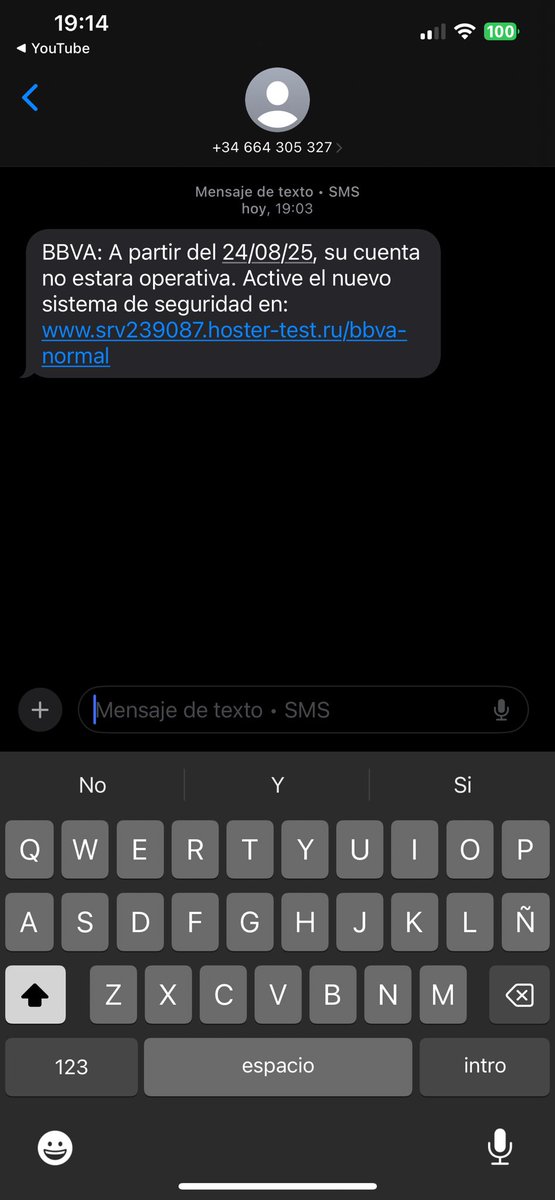 Esto no es un SMS del BBVA
Fíjense siempre en los enlaces
.ru =Rusia