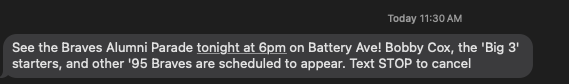 benlrichards's tweet photo. @mlbbowman Text message from the Braves makes it sound like he'll be there. https://t.co/El3l2eAYl3