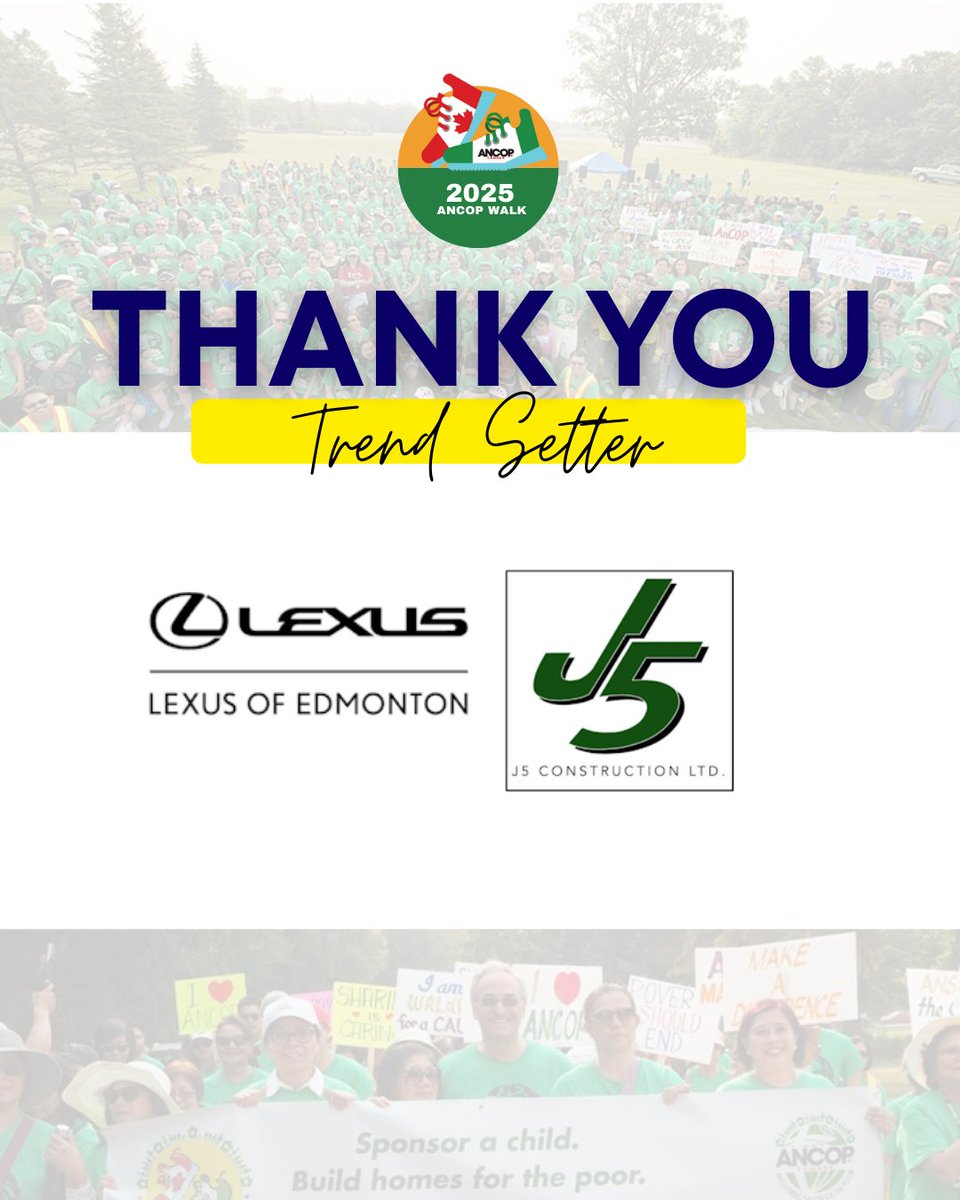 ancopcanada's tweet photo. Grateful to our Trend Setter Sponsors — Lexus of Edmonton &amp; J5 Construction — for stepping forward with us! 

Your support helps transform lives through education &amp; hope.
https://t.co/DP0uhlfo4y

ANCOP Walk continues Aug 23 across Canada! https://t.co/O8GXSAKyT6