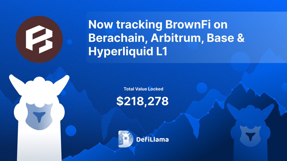 BrownFiトラッキングのDefiLlama発表グラフィック（TVL $218,278）