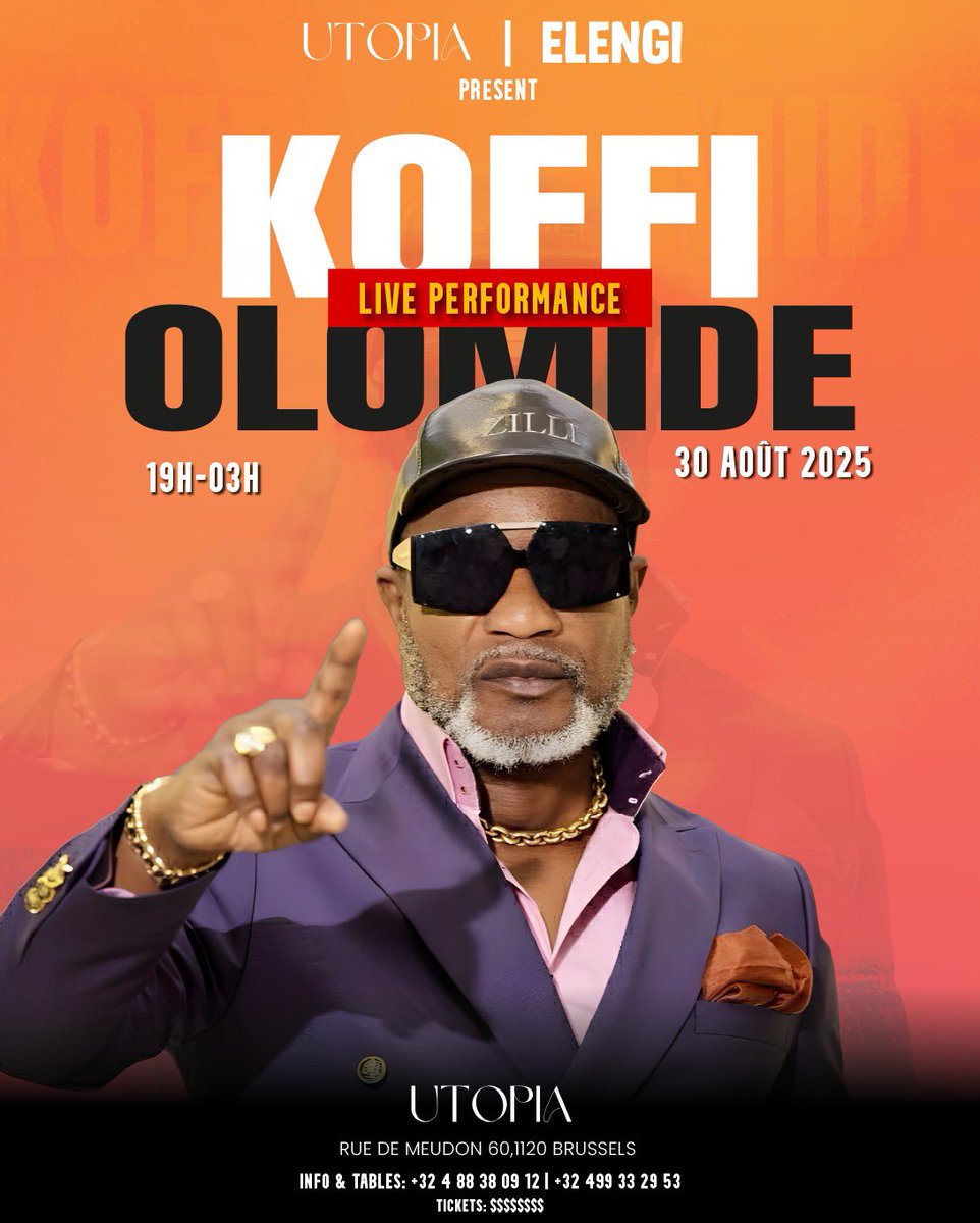 KOFFI OLOMIDÉ LE SAMEDI 30/08 🇧🇪