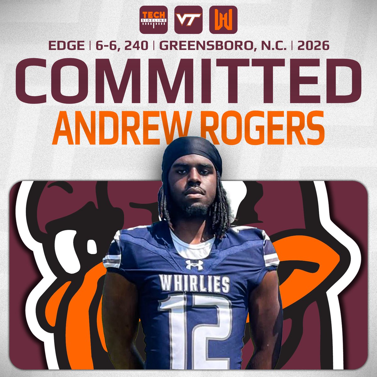Tech Sideline (@techsideline) on Twitter photo COMMITMENT: The #Hokies snag 4⭐️ (according to on3) defensive lineman Andrew Rogers (6-6, 240) out of Greensboro, N.C.
Rogers reclassified from the class of 2027 to the class of 2026 this summer. He chose Tech over Florida State, LSU, Auburn and Michigan State!
<a href="/DrewRogers2027/">Andrew ”pook” Rogers</a> COMMITMENT: The #Hokies snag 4⭐️ (according to on3) defensive lineman Andrew Rogers (6-6, 240) out of Greensboro, N.C.
Rogers reclassified from the class of 2027 to the class of 2026 this summer. He chose Tech over Florida State, LSU, Auburn and Michigan State!
<a href="/DrewRogers2027/">Andrew ”pook” Rogers</a>