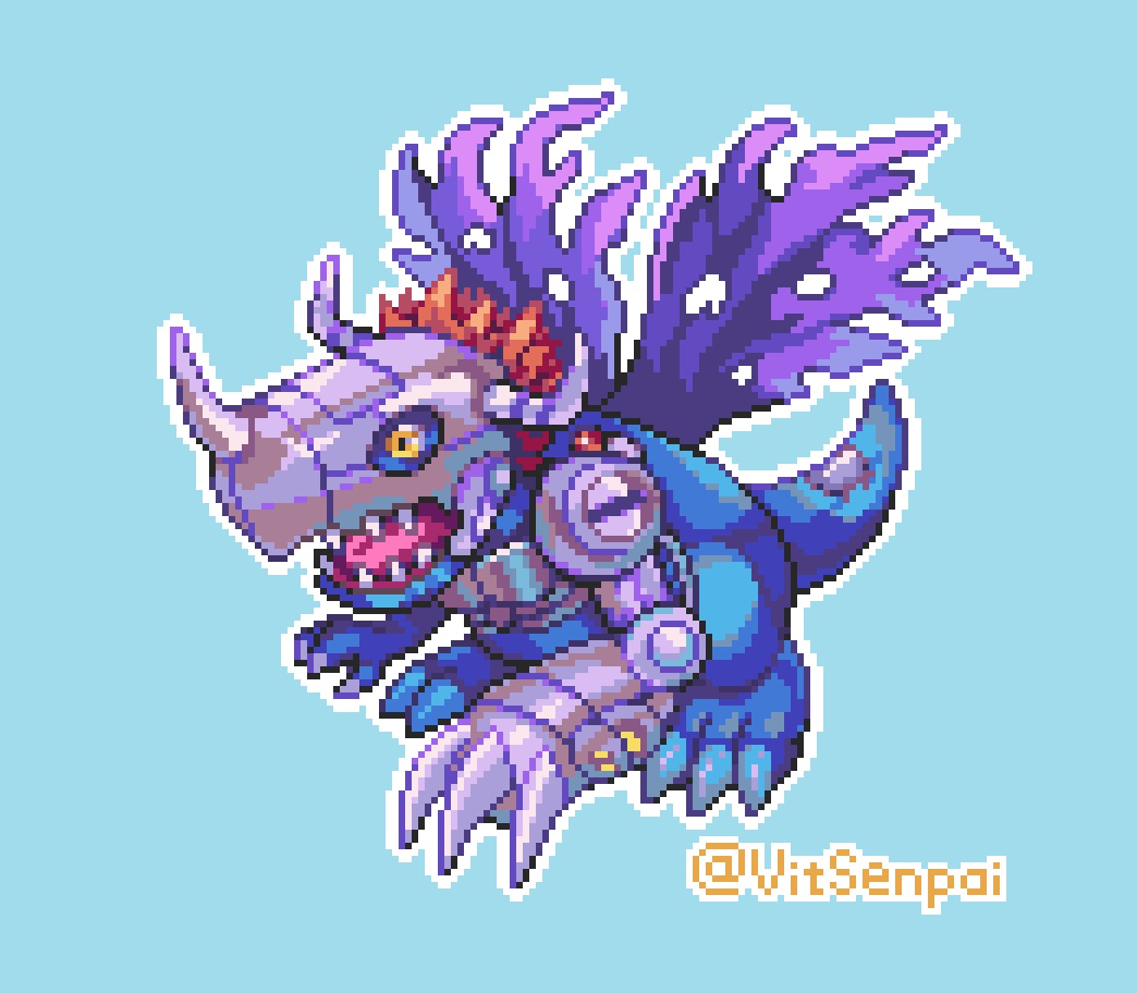 MetalGreymon finished!!
#pixelart #Digimon #digimonfanart  #デジモン