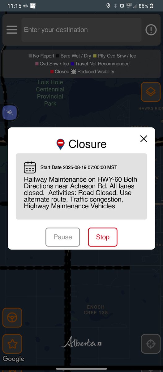 ellisredragons's tweet photo. @511Alberta do we know how long Hwy 60 in Acheson, AB at the railroad tracks is going to be closed for? 
#abroads https://t.co/FifHipIEo9