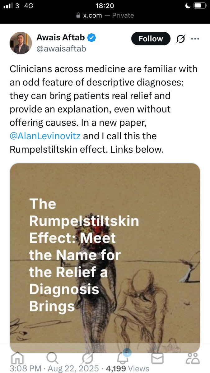 This is not a new idea…  20 years ago in our clinic we called this effect the ‘diagnostic bounce’ ….‘bounce’ because after the initial ‘up’ people fall back down to earth again…..   Anthropologists have long discussed this - e.g Kleinman, E. Martin etc