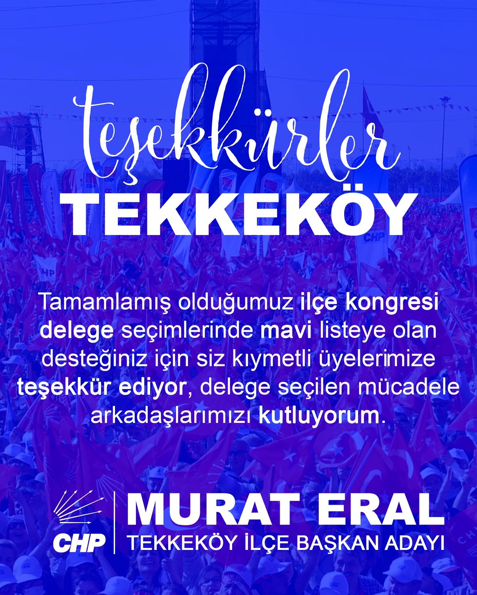 İlçe kongremizi birlik ve beraberlik içinde tamamlamış olmanın gururunu yaşıyoruz.
Delege seçimlerinde göstermiş olduğunuz yüksek katılım ve katkı için tüm üyelerimize teşekkür ediyor, seçilen tüm delegelerimizi yürekten kutluyorum.

Cumhuriyet Halk Partisi’nin gücü, üyelerimizin