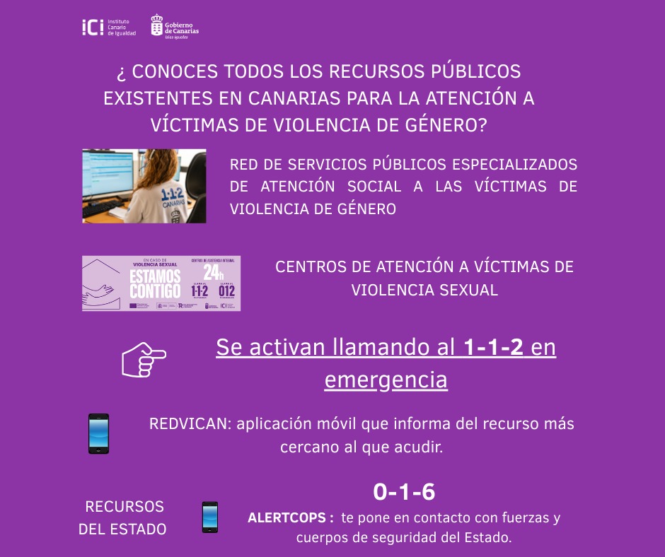 🟣¿CONOCES LOS RECURSOS PÚBLICOS EXISTENTES EN CANARIAS PARA LA ATENCIÓN A VÍCTIMAS DE VIOLENCIA DE GÉNERO?