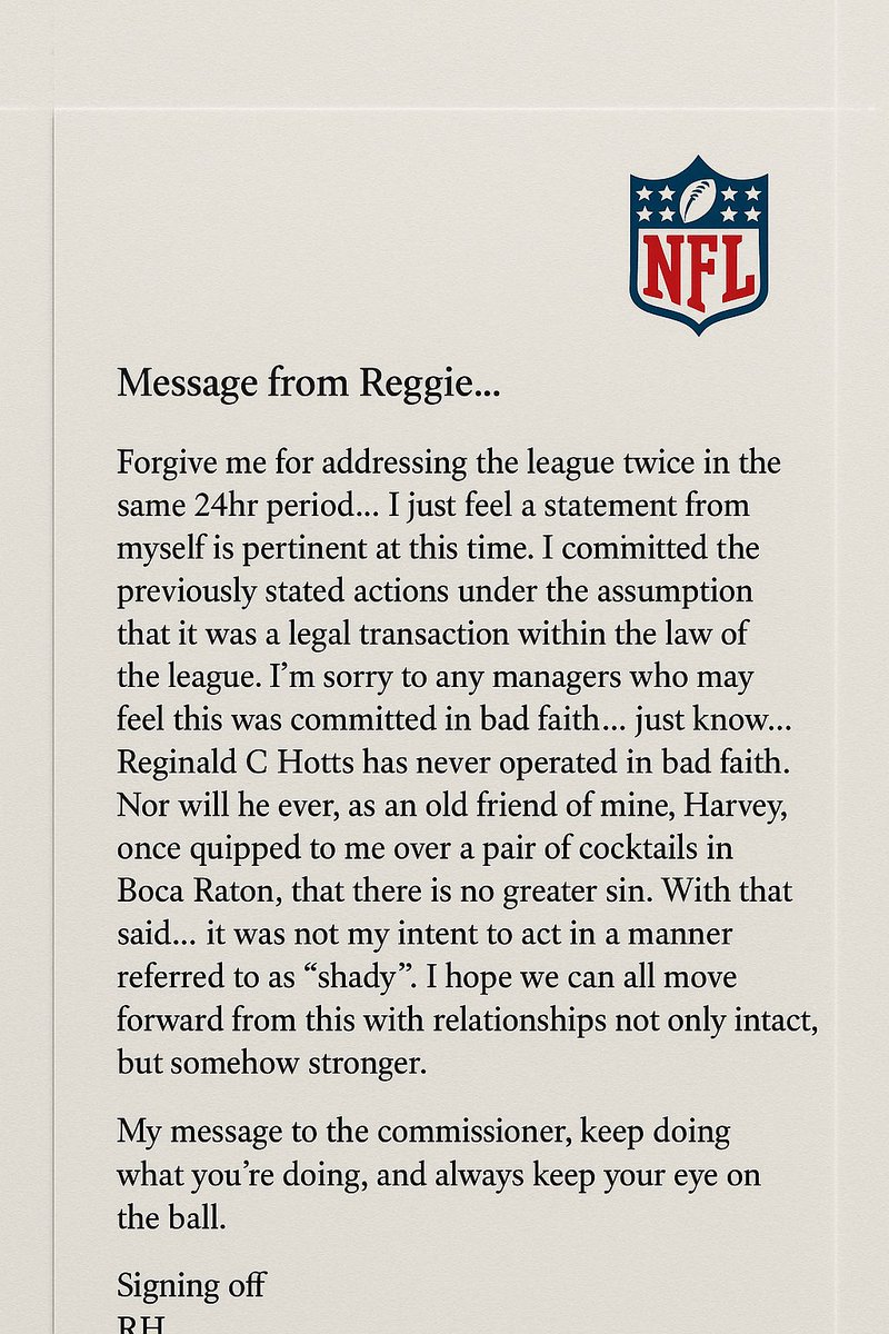 HotsReggie's tweet photo. To all members of the league… I’m sorry https://t.co/lSICZ06X4j