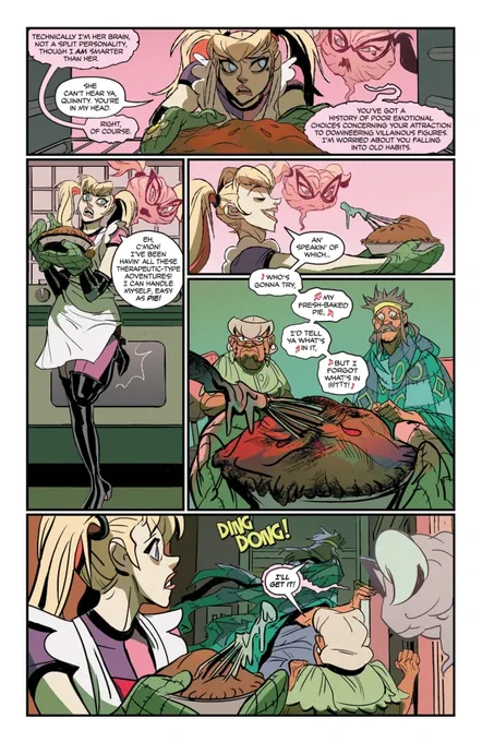 Harley Quinn #53 Preview pages are out!!
https://t.co/453uHY7g1b

Writer: Elliott Kalan
Colorist: Triona Farrell
Letterer: Lucas Gattoni
Cover: Elizabeth Torque
and Dave McCaig 