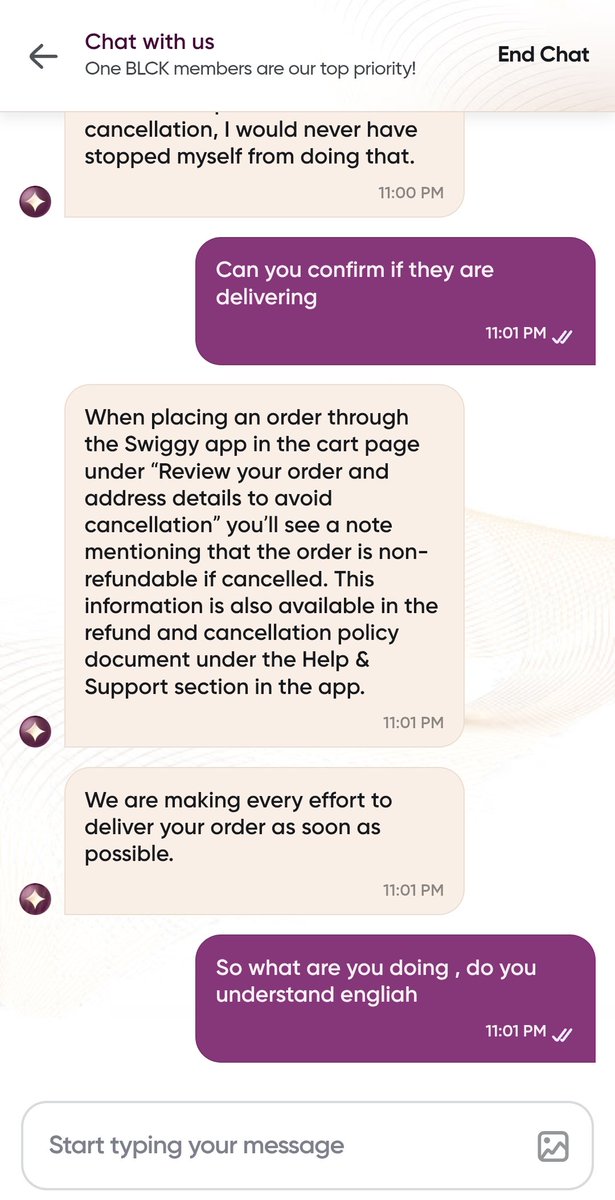 biswajit_mt's tweet photo. Hi @Swiggy @SwiggyCares what type of nonsense customer support are yiu providing . From 50 min I am waiting for a order and no one is assigned for that order. The support is talking to me from 20 min without resolving issue . #worstService https://t.co/Pn28M7eOTc