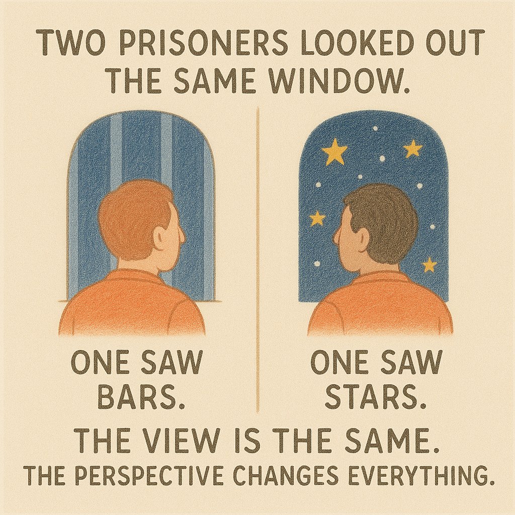 Two prisoners looked out the same window.
One saw bars.
One saw stars.
The view is the same.
The perspective changes everything.

#PERSPECTIVE #FridayVibes $GRACIE