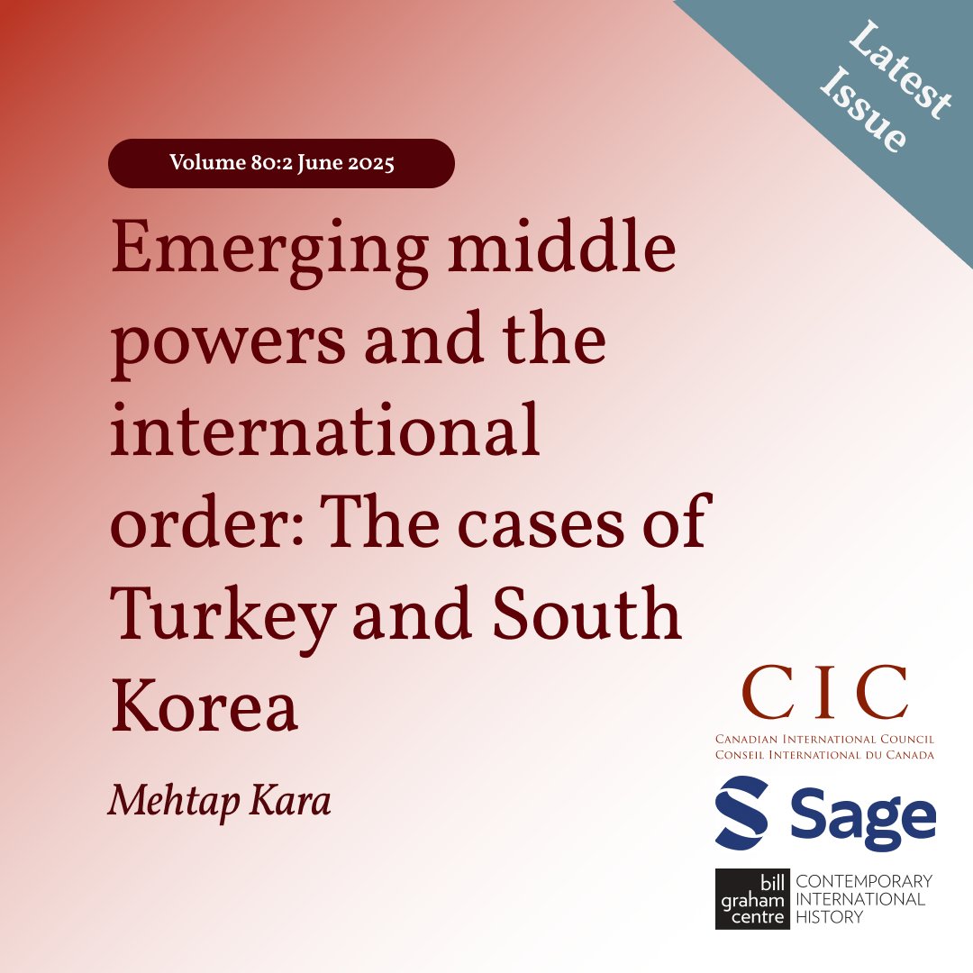 Intl_Journal's tweet image. How do middle powers shape global order? Mehtap Kara compares Turkey &amp;amp; South Korea’s soft power strategies in IJ (80/2). doi.org/10.1177/002070…