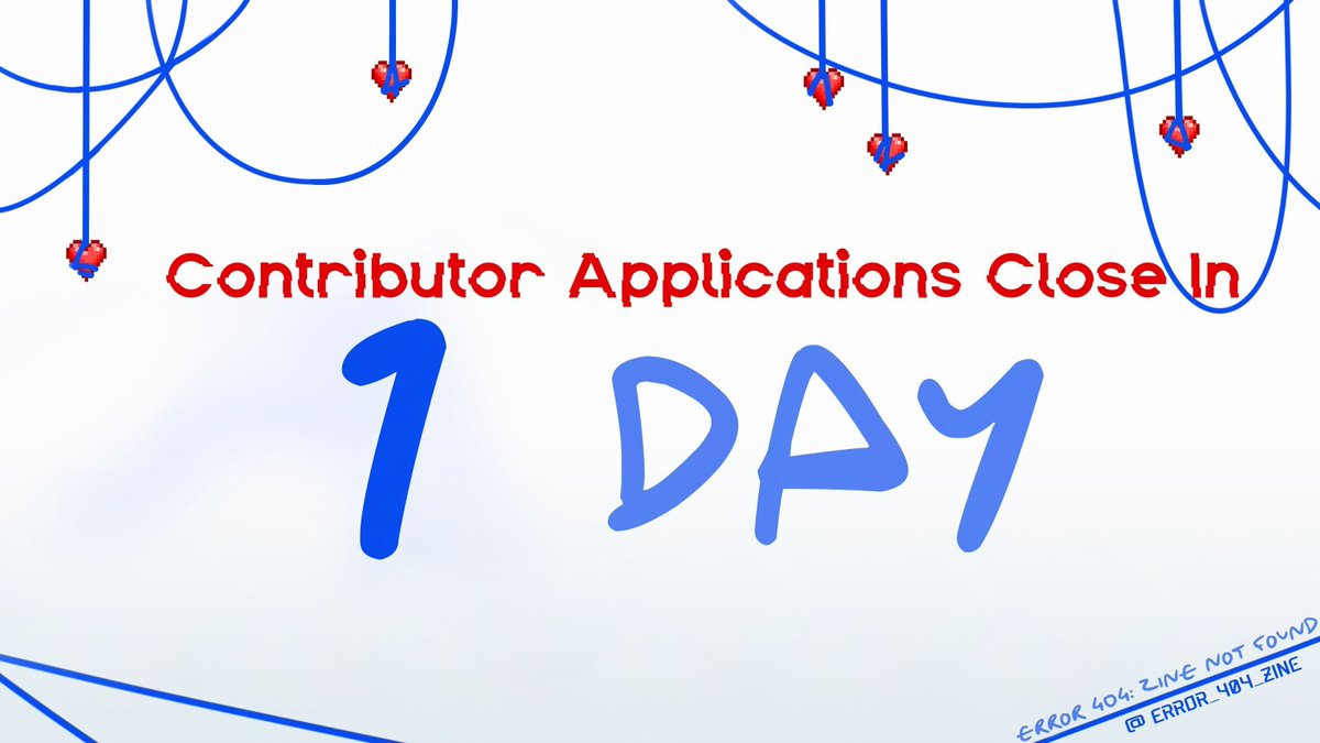 ⚠️ ❕ 1 day left!❕ ⚠️ 

Its the last day remaining till they're closed on Aug 23rd! Send in your applications now if you can!

vv Apply at the links below vv
Writer: forms.gle/62HqkvMoB6M9...  
Artist: forms.gle/kEScc99Gmdt8...  
Merch Artist: forms.gle/FTFCSmTr6A4k...