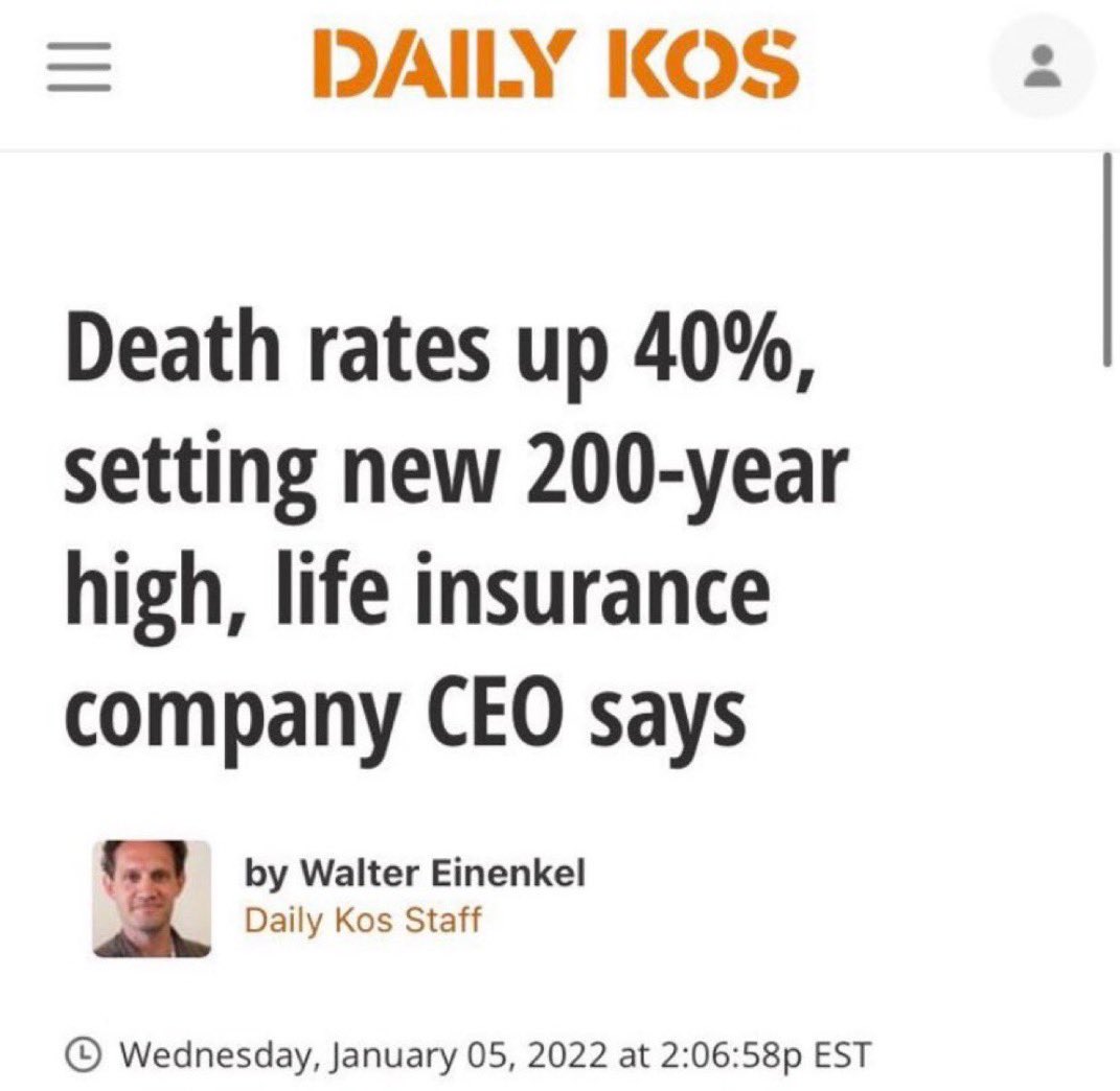 LauraMiers's tweet image. 1) 2022: US reported a 40% increase in deaths (from COVID.)

2) 2023: US reported 34% more Americans 35-44 died than expected, “and it’s not Covid.” 🥴

3) Dec. 2023: Millennial women are dying at rates not seen since WWII 

4) Headline from today.