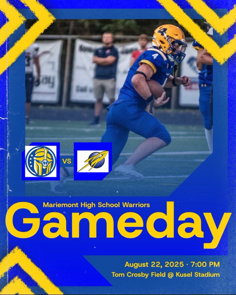 DuckwallMax's tweet image. facebook.com/share/v/19wGGN…

Season Opener Tonight at Kusel Stadium.
This is more than just a game….it’s a statement!!
76 Years of Tradition….WE’RE NEXT!!
Excited for a great start to our Senior Season.
WE ARE THE WARRIORS
@MariemontFB 
@CoachNLeone 
@TimRecognition 
@tsfootball