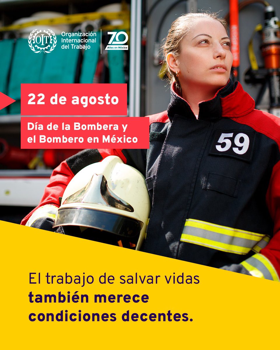 👩‍🚒👨‍🚒 En México, las y los bomberos arriesgan su vida para proteger a la comunidad.

Garantizar el #TrabajoDecente también es parte de la prevención.
#DíaDelBombero #DíaDeLaBombera #TrabajoDecente #OITMéxico #ProtegeALosQueProtegen