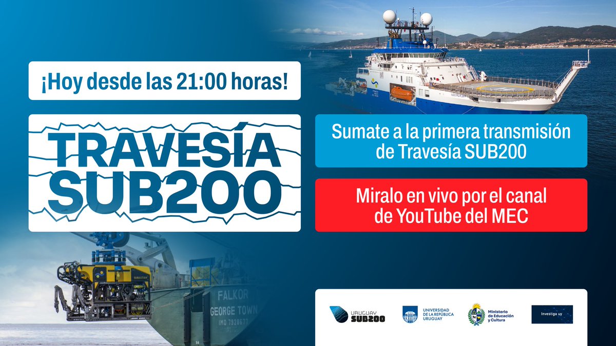 🌊 Sumergite en los secretos del mar uruguayo con #UruguaySUB200.
Seguí las transmisiones en vivo y no te pierdas nada de esta travesía científica.

👉 Suscribite en youtube.com/@MECUruguayTV