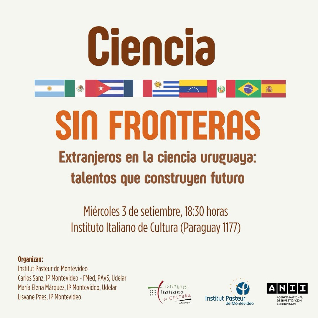 Facultad de Química (@quimicaudelar) on Twitter photo Para destacar el aporte de investigador@s extranjer@s que eligieron 🇺🇾 para hacer ciencia, <a href="/IPMontevideo/">Institut Pasteur Montevideo</a> invita a una actividad para todo público. Participan 20 profesionales de diferentes disciplinas y centros del país
🗓️ 3/9
📍<a href="/iicmontevideo/">IIC Montevideo</a>
🔗Registro bit.ly/ciencia-sin-fr… Para destacar el aporte de investigador@s extranjer@s que eligieron 🇺🇾 para hacer ciencia, <a href="/IPMontevideo/">Institut Pasteur Montevideo</a> invita a una actividad para todo público. Participan 20 profesionales de diferentes disciplinas y centros del país
🗓️ 3/9
📍<a href="/iicmontevideo/">IIC Montevideo</a>
🔗Registro bit.ly/ciencia-sin-fr…