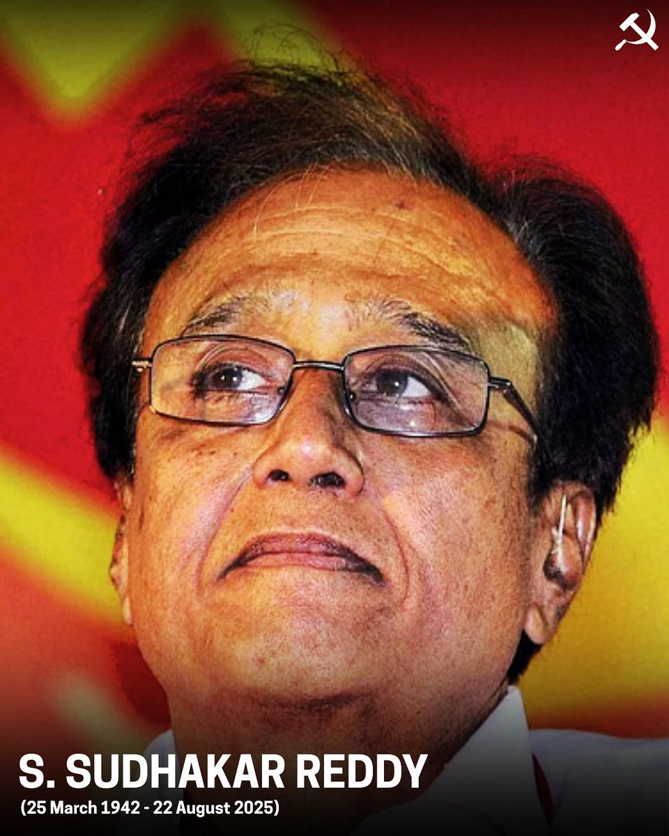 The CPI announces with profound grief the passing of our beloved former General Secretary, Comrade S. Sudhakar Reddy.

Born in 1942, Comrade Sudhakar dedicated his entire life to the struggles of the working class and the downtrodden, serving as CPI General Secretary from 2012 to