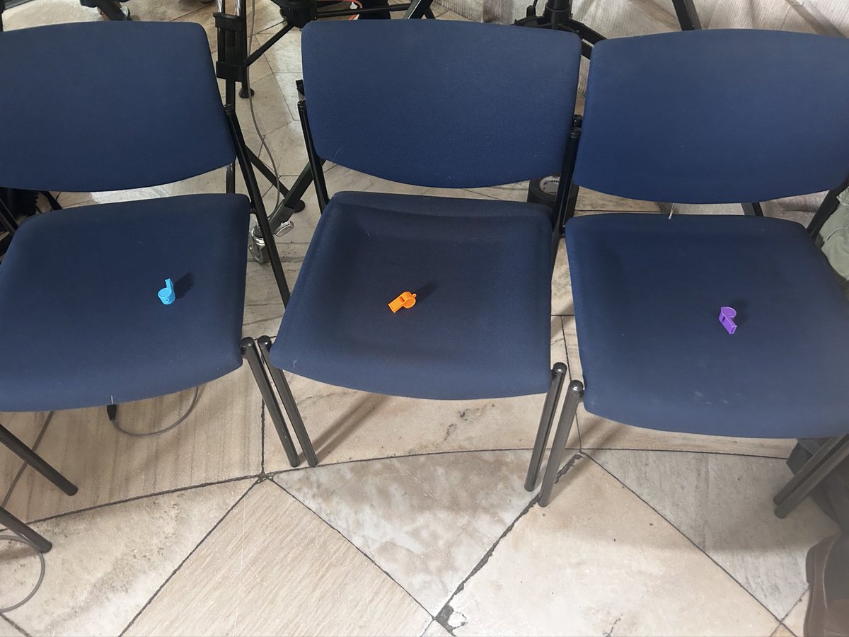 .<a href="/NYCMayor/">Mayor Eric Adams</a> is making an announcement at 2 and all of the chairs have whistles on them