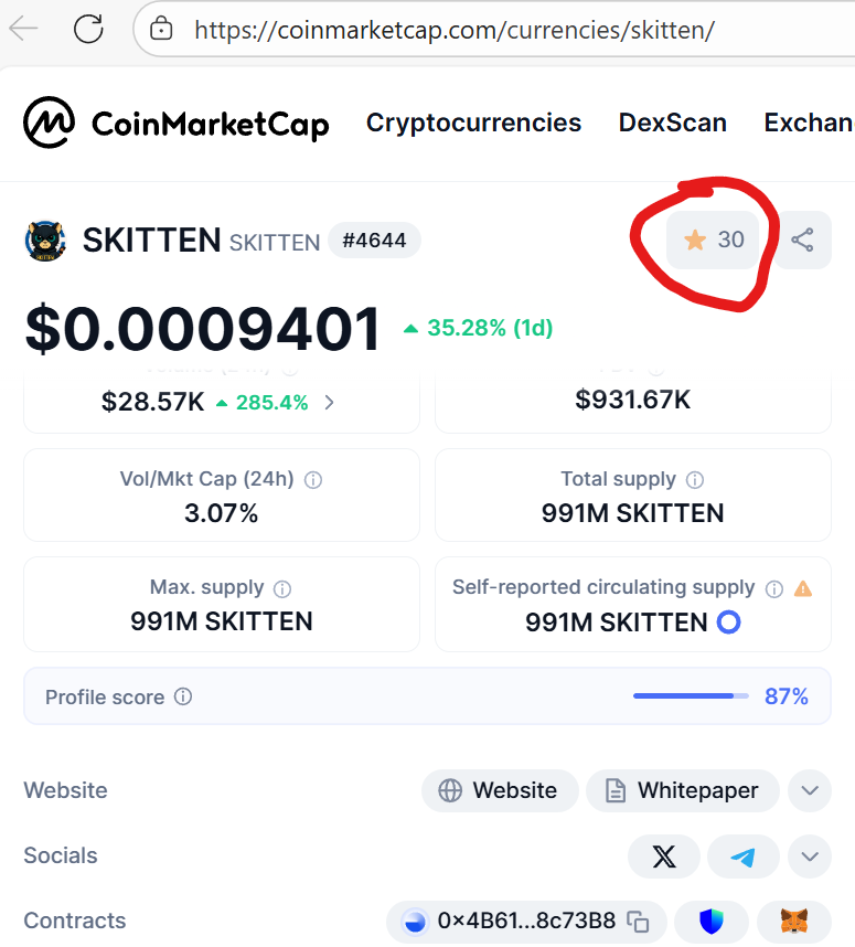 🚨 Want some FREE $SKITTEN? 🚨

1️⃣ Go to coinmarketcap.com/currencies/ski…
2️⃣ Log in (or make an account)
3️⃣ Click the Star (Follow us) ⭐
4️⃣ Drop your BASE wallet below ⬇️

Easy as that. 🐾💎
#SKITTEN #CryptoForGood #BASE #CoinMarketCap