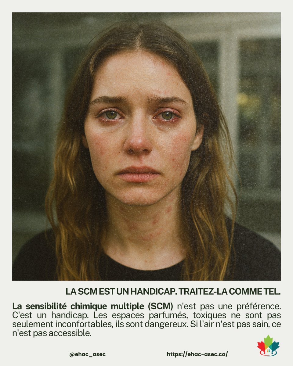 La SCM est un handicap. Traitez-la comme tel.

La sensibilité chimique multiple (SCM) n'est pas une préférence. 

C'est un handicap.

📢 Participez à « Voix de la Résilience » - Rejouer et reconnecter

🗓 22 août 2025 | ⏰ 18 h 30

📌 Inscrivez-vous ici : us02web.zoom.us/meeting/regist…