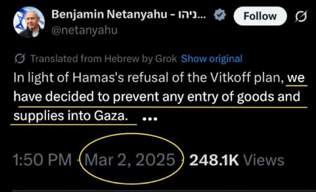 It’s always “believe jewish women” till one of them actually posts that she’s starving Gaza effective March 2nd. Then we’re not supposed to believe it.