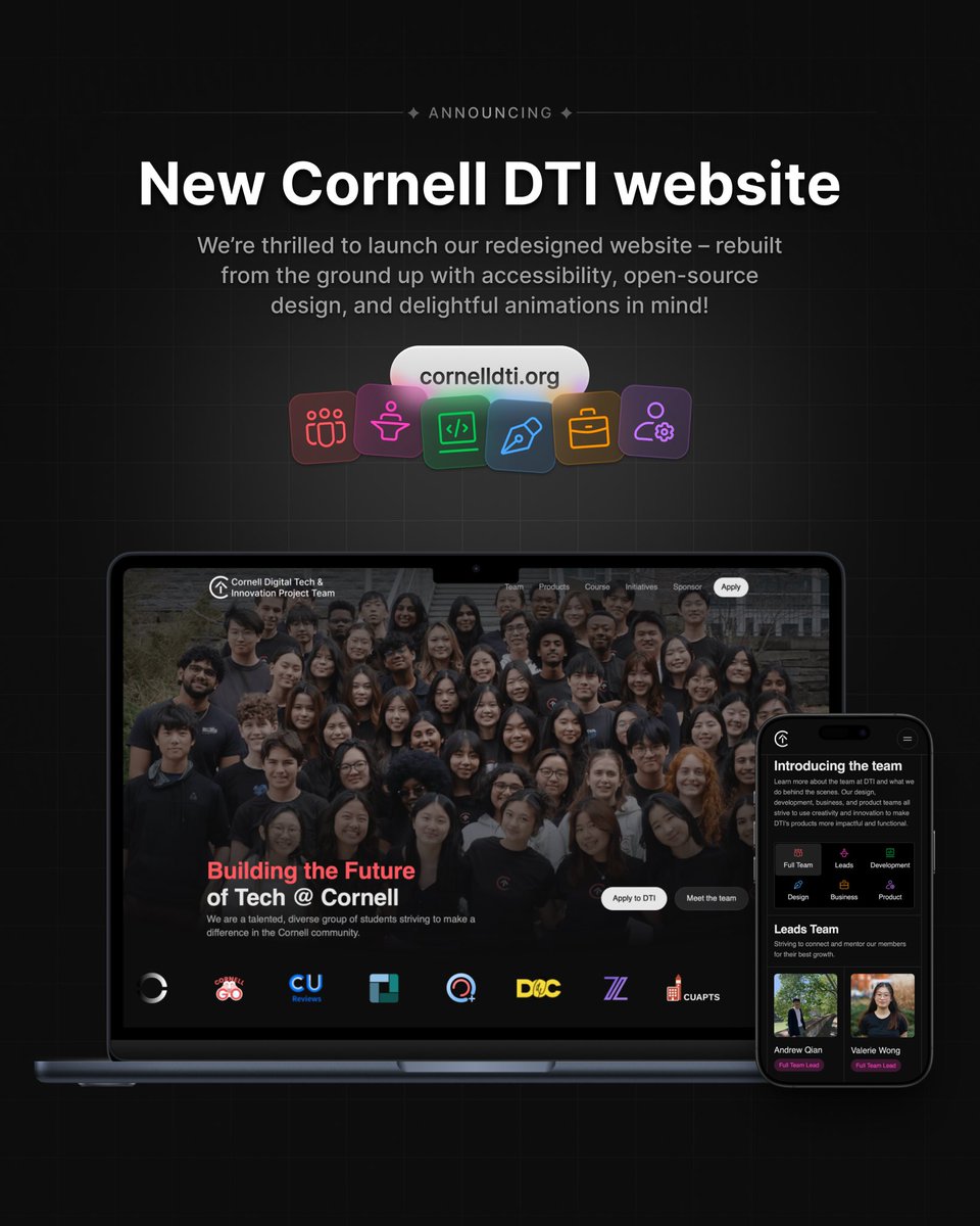 New club website for school has launched! Was so much fun to design &amp; build!!

cornelldti.org