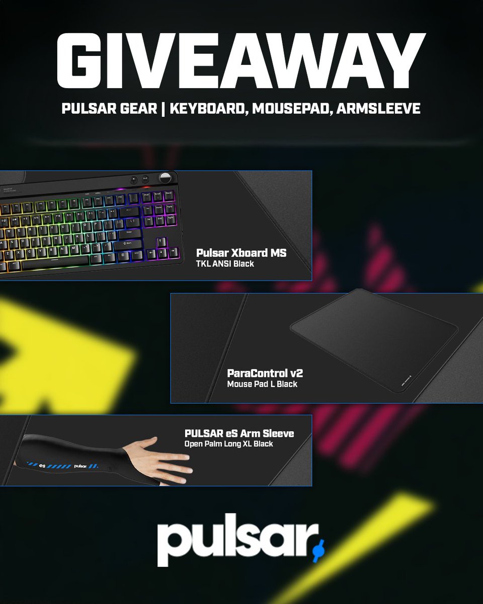 Emil Christensen (@real_heaton) on Twitter photo 🗣️ IT'S TIME TO UPGRADE GUYS! Giving away some epic loot to you all from <a href="/PulsarGears/">Pulsar Gaming Gears</a>!👏
Prizes to win (3 winners):
⭐️ Xboard MS TKL ANSI Black
⭐️ ParaControl v2 Mouse Pad L Black
⭐️ eS Arm Sleeve Open Palm Long XL Black
🚨 To enter the giveaway, follow these steps 🚨
1. 🗣️ IT'S TIME TO UPGRADE GUYS! Giving away some epic loot to you all from <a href="/PulsarGears/">Pulsar Gaming Gears</a>!👏
Prizes to win (3 winners):
⭐️ Xboard MS TKL ANSI Black
⭐️ ParaControl v2 Mouse Pad L Black
⭐️ eS Arm Sleeve Open Palm Long XL Black
🚨 To enter the giveaway, follow these steps 🚨
1.