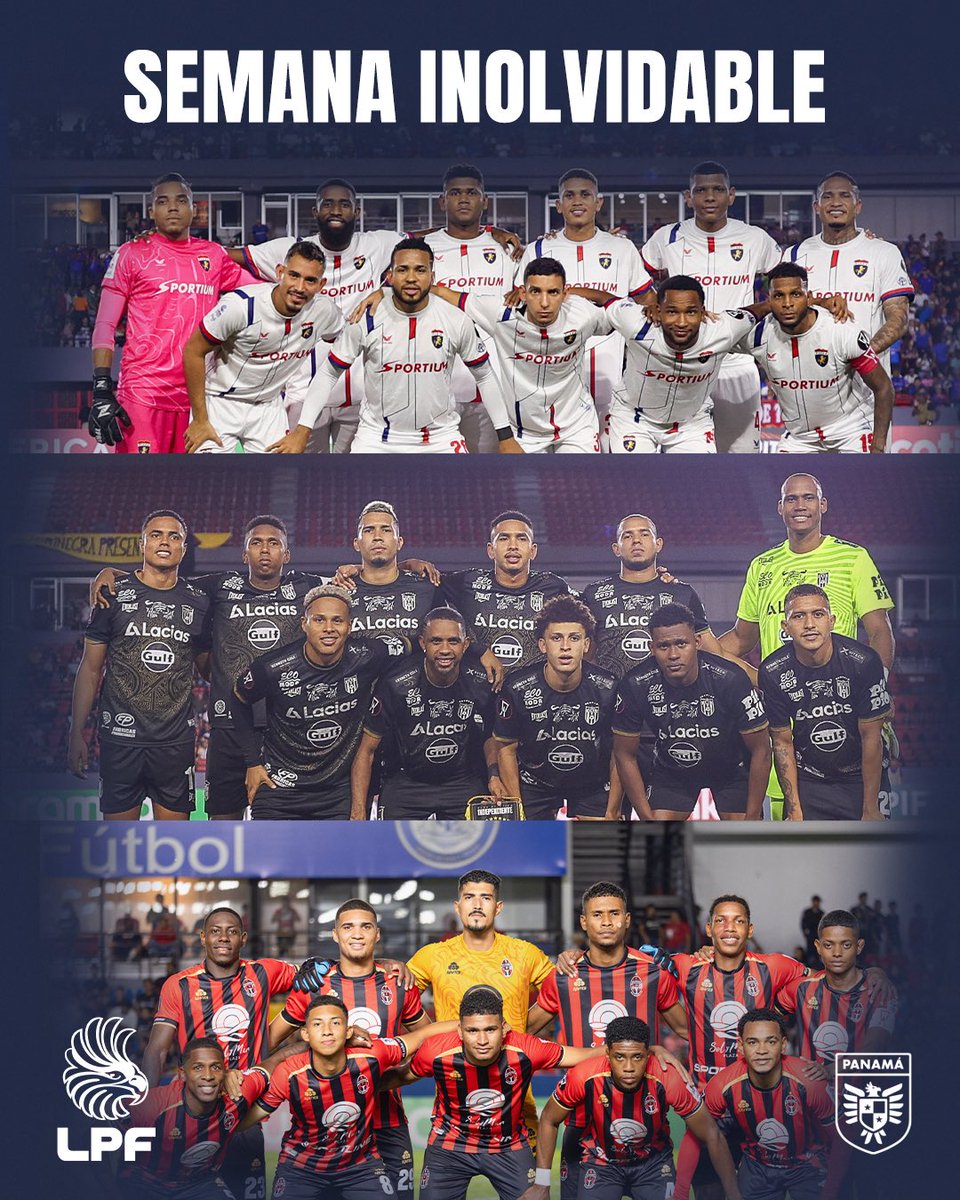 UNA SEMANA HISTÓRICA PARA LA LPF

Felicitamos a los clubes de la <a href="/LPFpanama/">LPF TIGO</a>, <a href="/cdplazaamador/">CD Plaza Amador</a>, <a href="/sportingsmfc/">Sporting SM F.C.</a> y <a href="/CAIPanama/">Club Atlético Independiente</a> por sus victorias en la Copa Centroamericana.

CD Plaza Amador 3-2 Managua FC (NIC)

CA Independiente 1-0 Dep. Saprissa (CR)

Sporting SM 2-0 CS Herediano (CR)