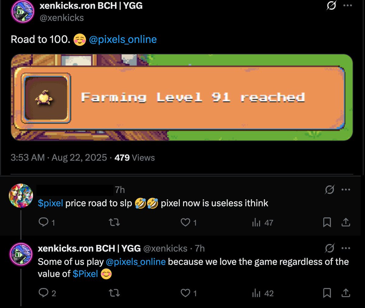 there are 2 types of users in web3, ones that like your product and ones that wants free money

the free money people LARP as community - and they're a-holes - i am ok with 'losing' them

i still believe in play-to-earn, but only to real community / people who help grow the game