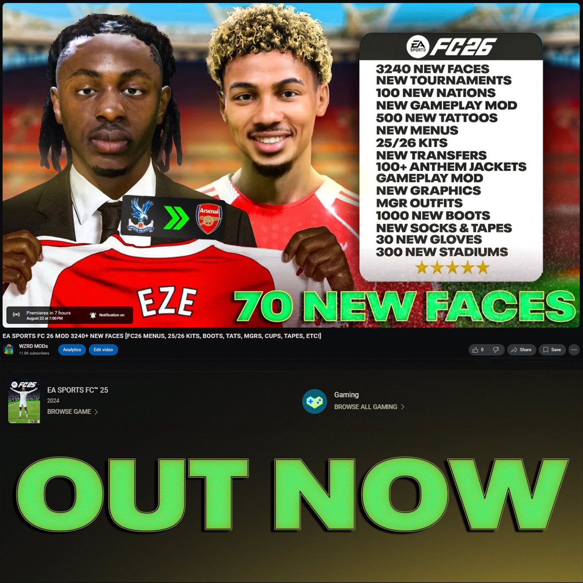 WZRD MODs (@wzrdmod) on Twitter photo ome more new faces for our #fc26 mod, new tournaments, new tattoos, new menus, new ratings, new transfers etc!
out now on youtube!😈⤵️
youtu.be/sVB8hW5QP_g?si… ome more new faces for our #fc26 mod, new tournaments, new tattoos, new menus, new ratings, new transfers etc!
out now on youtube!😈⤵️
youtu.be/sVB8hW5QP_g?si…