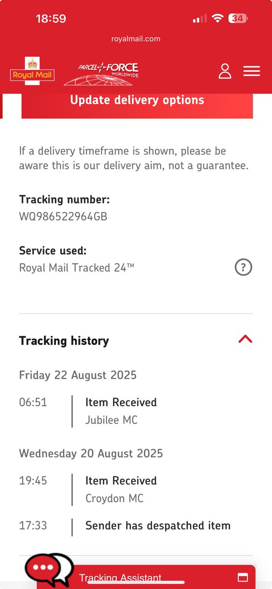 I can’t call you ⁦<a href="/RoyalMail/">Royal Mail</a>⁩ ⁦<a href="/RoyalMailHelp/">Royal Mail Help</a>⁩ but could you please help find this package that should have arrived yesterday on 24 hour delivery? It’s very important.