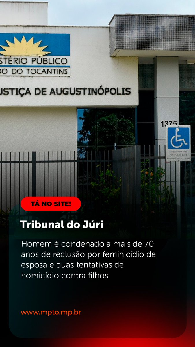 🚨 Homem é condenado a mais de 70 anos de reclusão por feminicídio de esposa e duas tentativas de homicídio contra filhos.

🖥️ x.gd/ieLu2

👉 Seus direitos foram desrespeitados?
📞 Ligue 127.

#MPTO #MPTOAtuante