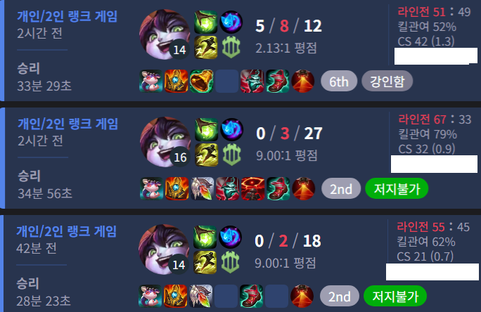 룰루고파서 계정 돌아가며 겜 조졋는데 다 이겼어
후후후후
공격적인 린루