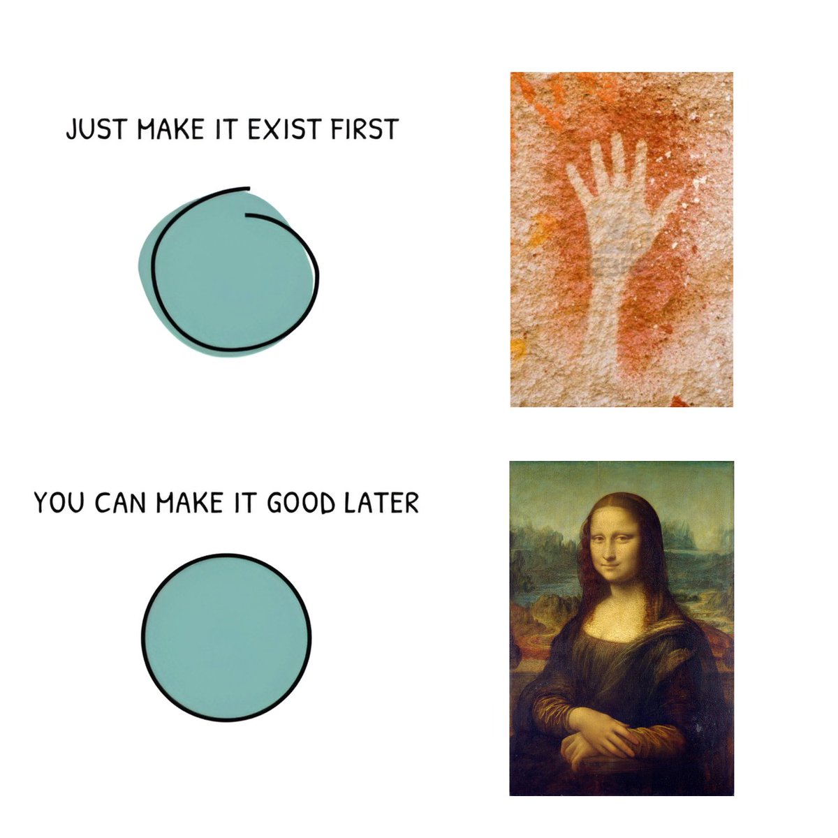 Just make #art exist first.. $Imperfect #monalisa #caveman #Crypto $SOL