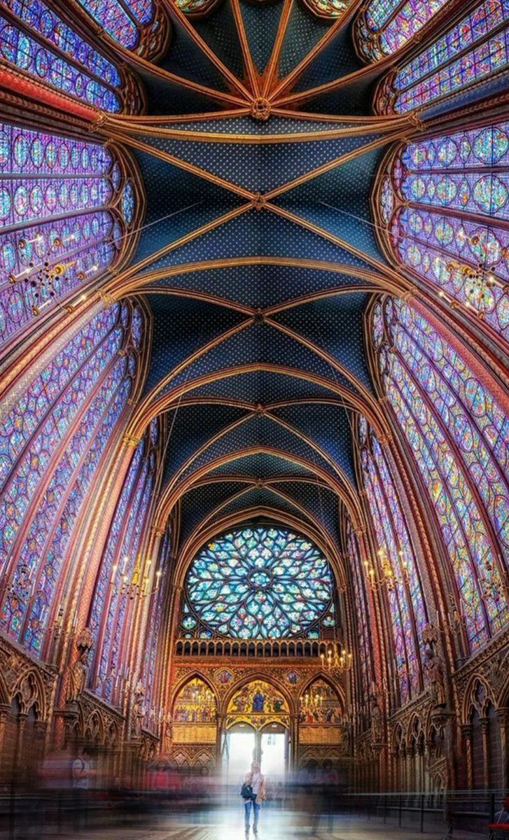 The stunning interior of Sainte-Chapelle, a royal Gothic chapel located in Paris, France.