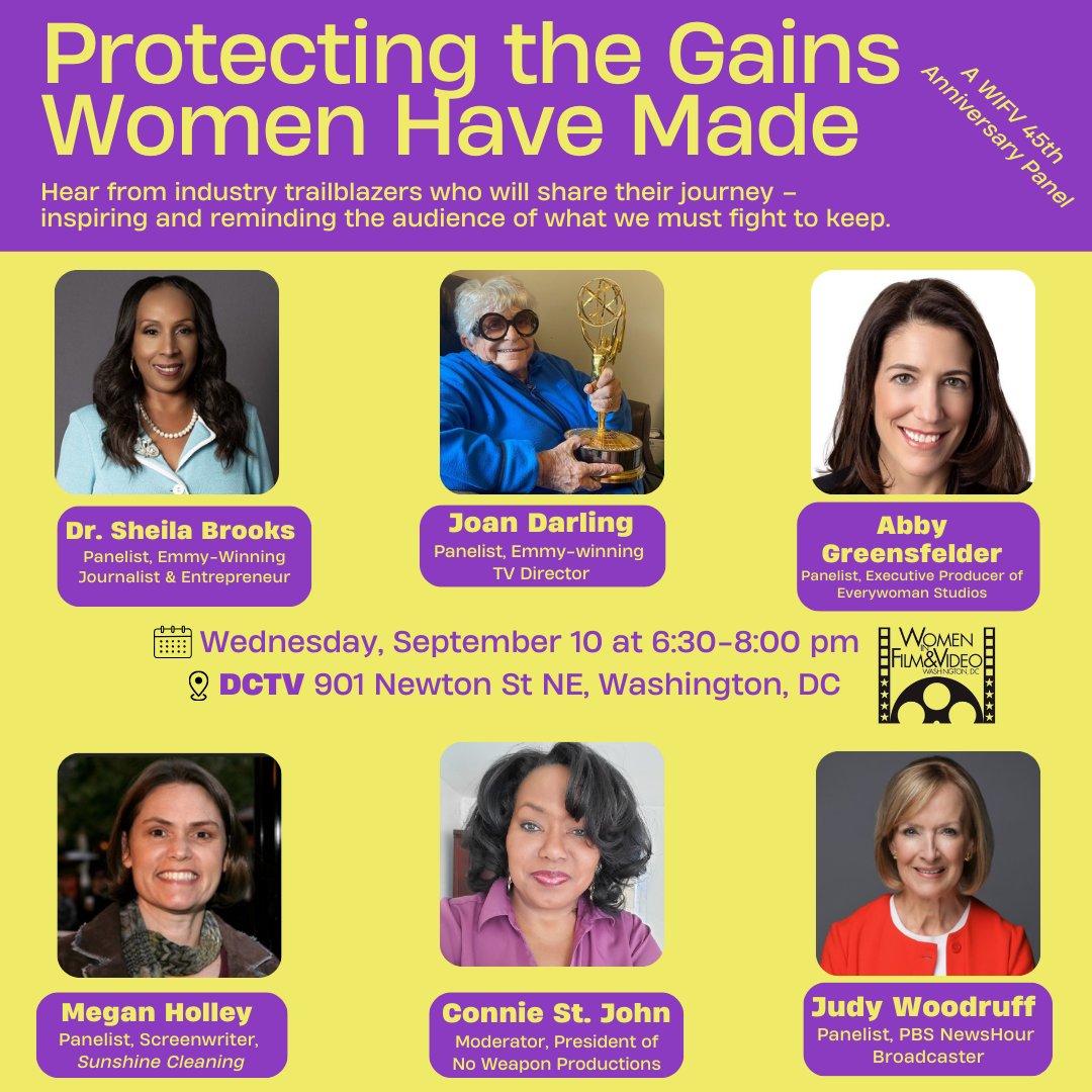 In honor of our 45th anniversary, the last panel is “Protecting the Gains Women Have Made,” focusing on the current negative trend to erase the accomplishments of women and how we will ensure that underrepresented voices continue to be heard. Register now: wifv.org/calendar/#id=3…