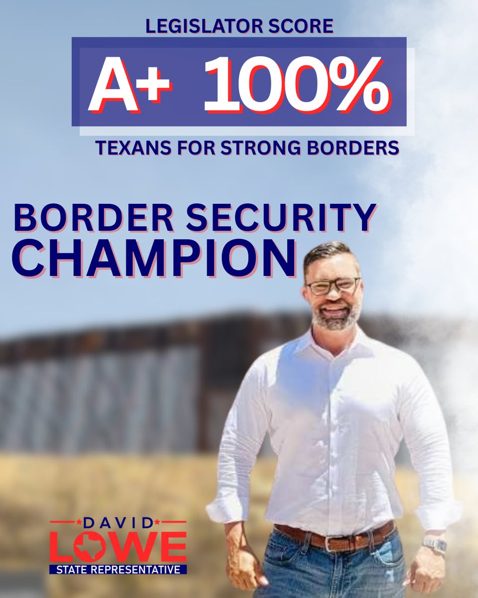 I’m proud to share that I received a 100% A+ rating from Texans for Strong Borders! 🇺🇸

Texans know that border security isn’t just a talking point — it’s about keeping our families safe, stopping the flow of deadly drugs, and upholding the rule of law. I will continue to stand
