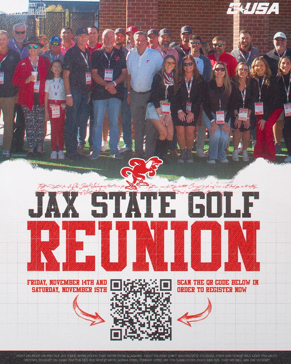 Jacksonville State Women's Golf (@jaxstatewg) on Twitter photo Mark your calendars, our Second-Annual Jax State Golf Reunion is coming soonโผ๏ธ
Join us for a weekend to celebrate our alumni and history, especially the ๐๐๐ญ๐ก ๐๐ง๐ง๐ข๐ฏ๐๐ซ๐ฌ๐๐ซ๐ฒ ๐จ๐ ๐จ๐ฎ๐ซ ๐
๐๐๐๐ ๐๐จ๐ฆ๐๐งโ๐ฌ ๐๐จ๐ฅ๐ ๐๐๐๐ฆ โณ๏ธ
#StayCocky ๐ Mark your calendars, our Second-Annual Jax State Golf Reunion is coming soonโผ๏ธ
Join us for a weekend to celebrate our alumni and history, especially the ๐๐๐ญ๐ก ๐๐ง๐ง๐ข๐ฏ๐๐ซ๐ฌ๐๐ซ๐ฒ ๐จ๐ ๐จ๐ฎ๐ซ ๐
๐๐๐๐ ๐๐จ๐ฆ๐๐งโ๐ฌ ๐๐จ๐ฅ๐ ๐๐๐๐ฆ โณ๏ธ
#StayCocky ๐