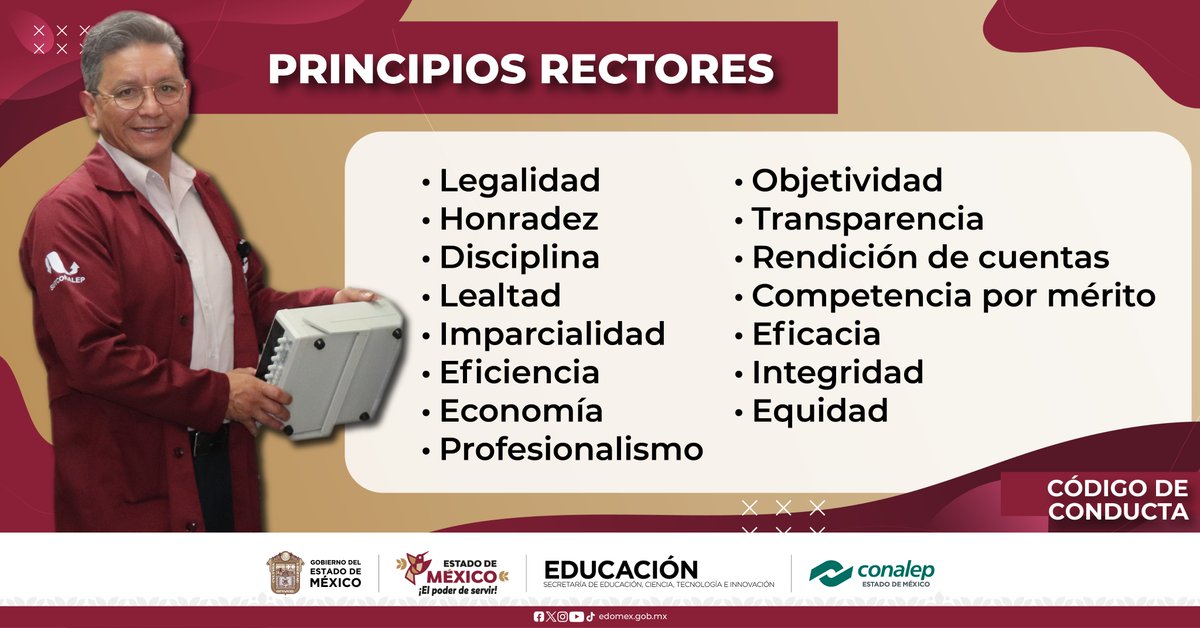 📘 En CONALEP Edoméx contamos con un Código de Conducta y Reglas de Integridad que marcan pauta de nuestro compromiso con la legalidad, la transparencia, la honradez y el respeto a los DDHH.

Porque servir con ética es la base de una comunidad fuerte.💚

#ApasionadamenteCONALEP
