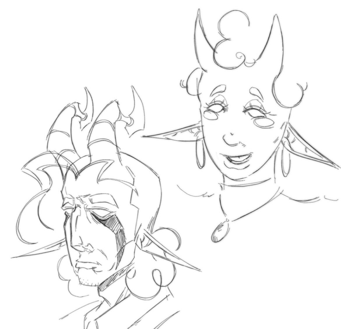 EnchantedBuck's tweet photo. some character studies of Ozros and Imania! i’m halfway done sketching for CH1 so i consider this a little treat https://t.co/P7ZlNDIRK2