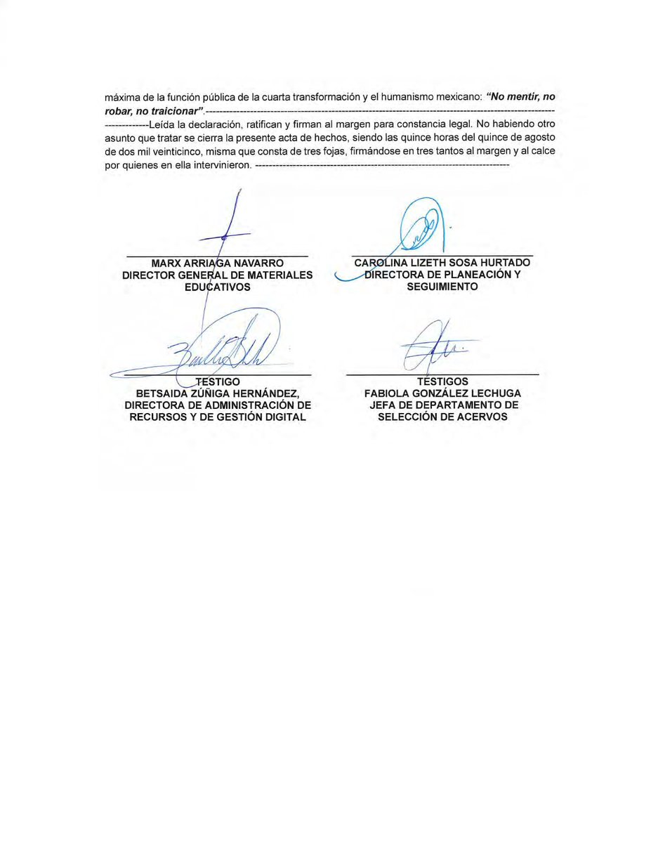 Marx Arriaga Navarro (@marxarriaga) on Twitter photo Pedagogía de la honestidad
Sólo por aportar al trabajo del <a href="/infpmorena/">INFP Morena</a>, comparto esta Acta de Hechos para que los nuevos funcionarios #obradoristas reflexionen sobre los mecanismos de corrupción heredados del #PRIAN.
¡Nunca venderemos a la revolución de las conciencias! Pedagogía de la honestidad
Sólo por aportar al trabajo del <a href="/infpmorena/">INFP Morena</a>, comparto esta Acta de Hechos para que los nuevos funcionarios #obradoristas reflexionen sobre los mecanismos de corrupción heredados del #PRIAN.
¡Nunca venderemos a la revolución de las conciencias!