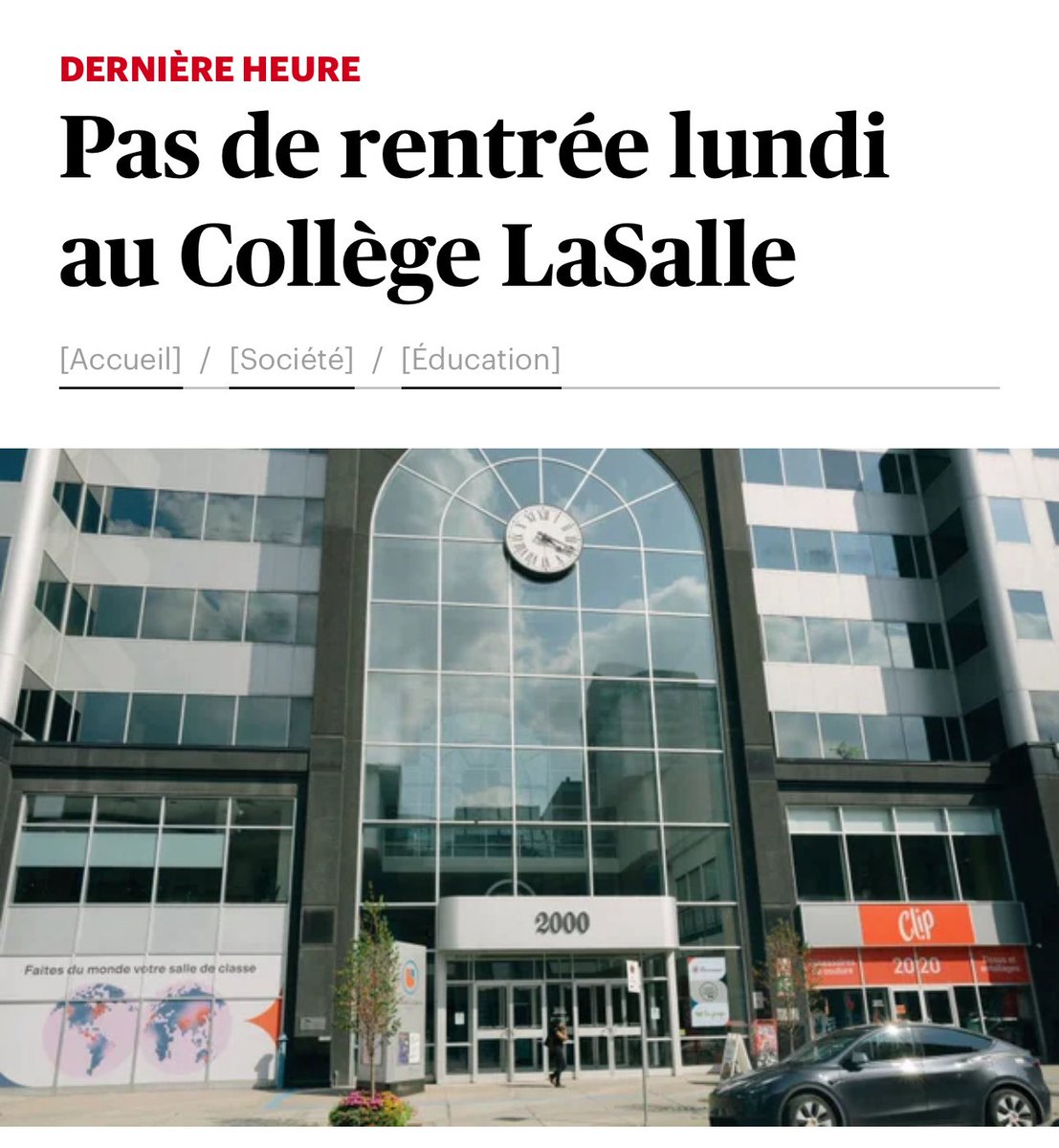PascaleDery's tweet photo. Il est inacceptable que l'établissement prenne les étudiants en otage en plein processus de négociation. À maintes reprises, nous avons d’ailleurs offert plusieurs options à M. Marchand pour qu’il puisse maintenir la rentrée de l’automne. 

Rappelons que le Collège Lasalle est le seul établissement privé subventionné à avoir défié en toute connaissance de cause durant deux ans la Loi sur la langue officielle et commune, le français, et ce, malgré un accompagnement serré et plusieurs avertissements. 
 
Encore une fois, on invite le Collège à faire preuve de bonne foi et à poursuivre les discussions, et ce, dans l’intérêt des étudiants. Maintenant, par respect pour les prochaines étapes, nous ne commenterons pas davantage pour le moment. »

https://t.co/StanN8omIB