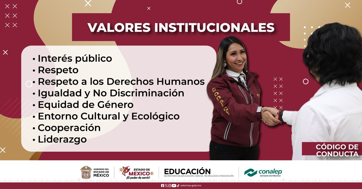 El Código de Conducta de CONALEP Edoméx es más que un documento. Es una guía que fortalece nuestro actuar con profesionalismo, respeto y transparencia.

🙌 Juntxs construimos una institución con valores y confianza.

#ApasionadamenteCONALEP #OrgullosamenteCONALEP #ElPoderDeServir