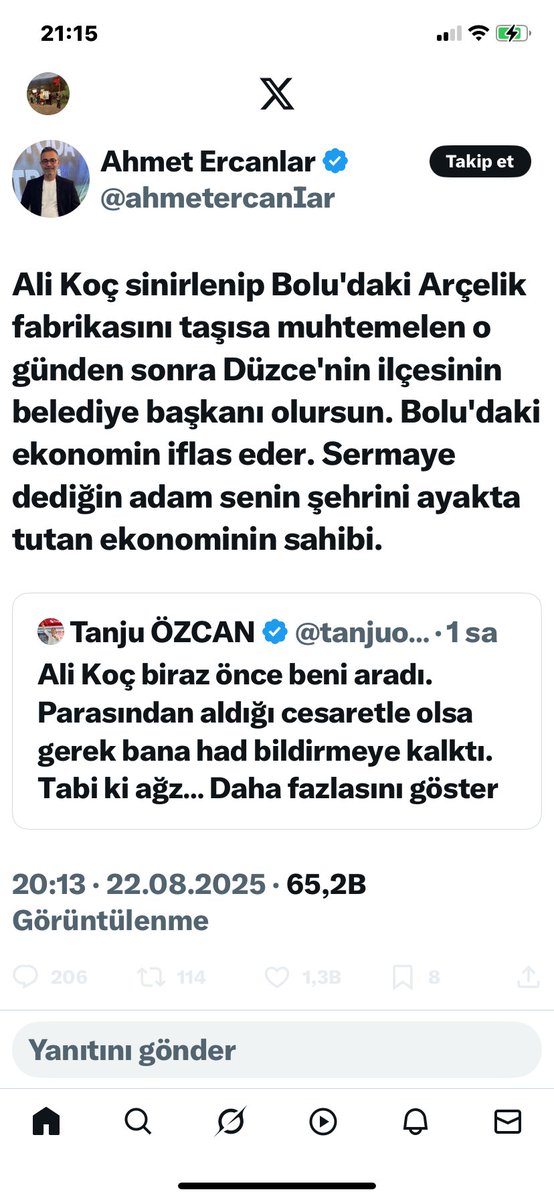 Bir Bolulu olarak şunu söyleyebilirim ;  Arçelik’in Bolu Ekonomisi içindeki payı, senin aklından bile küçüktür Ahmet