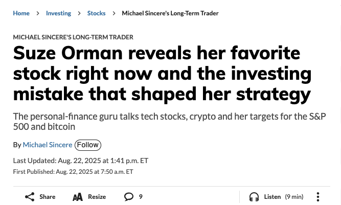 Suze Orman is pitching $MSTR to all the Soccer and STAHM in America and you're bearish?