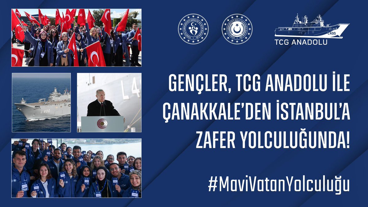 gsb_fatih's tweet photo. Milli gururumuz TCG Anadolu, özel bir program çerçevesinde kendi alanlarında önemli başarılar elde etmiş 350 gencin katılımıyla zafer şehri Çanakkale’den İstanbul’a hareket ediyor.

#MaviVatanYolculuğu https://t.co/4YtDt7cCiw