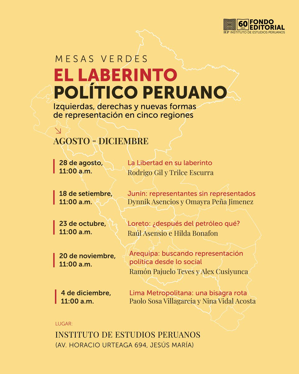 RaulHAsensio's tweet photo. Desde la próxima semana iniciamos este ciclo de mesas sobre política regional.

El objetivo es ir más allá del baile de candidatos y discutir sobre tendencias de fondo, con una combinación de antropología, ciencia política e historia.

Van a estar muy buenas. Separen las fechas. https://t.co/y2x2uiCPaP